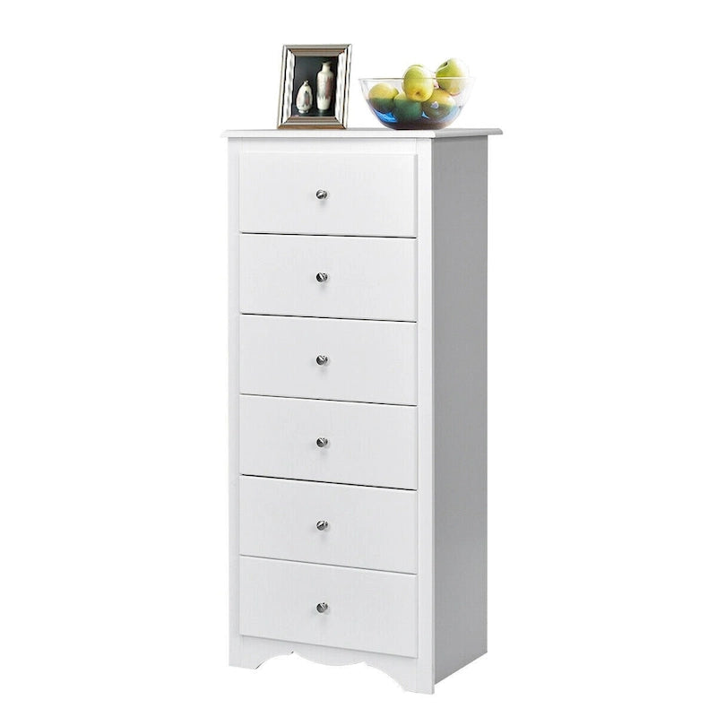 Gymax 6 Drawer Chest Dresser Clothes Storage Bedroom Tall Furniture