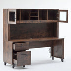 Modern Rustic Computer Desk with Storage Hutch