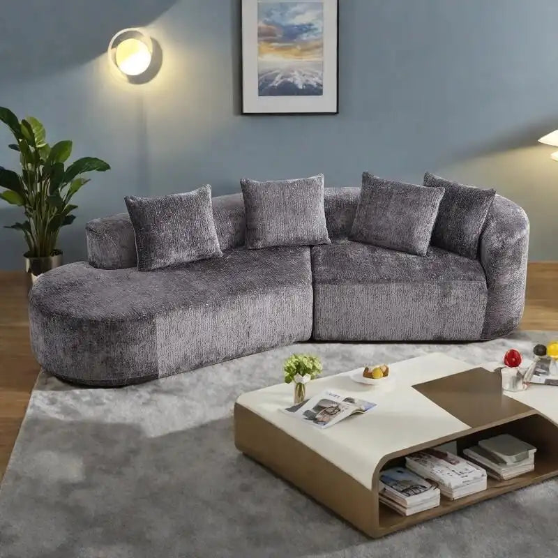 114 Canapé d'angle en chenille Cloud avec assise très profonde, 4 coussins décoratifs et conception sans assemblage