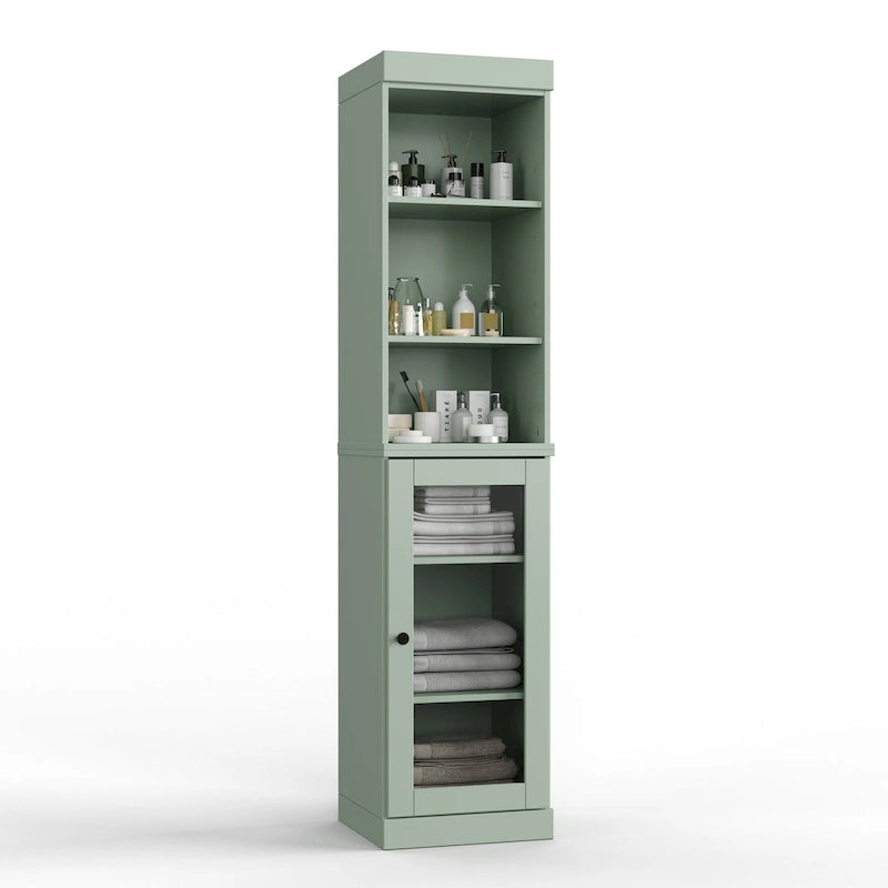 Palace Imports 100% Solid Wood 16.5 Bathroom Storage Cabinet with Clear Glass Doors and Adjustable Shelves