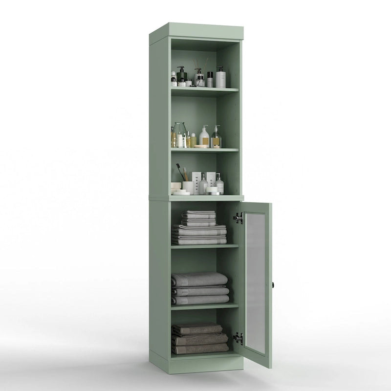 Palace Imports 100% Solid Wood 16.5 Bathroom Storage Cabinet with Clear Glass Doors and Adjustable Shelves
