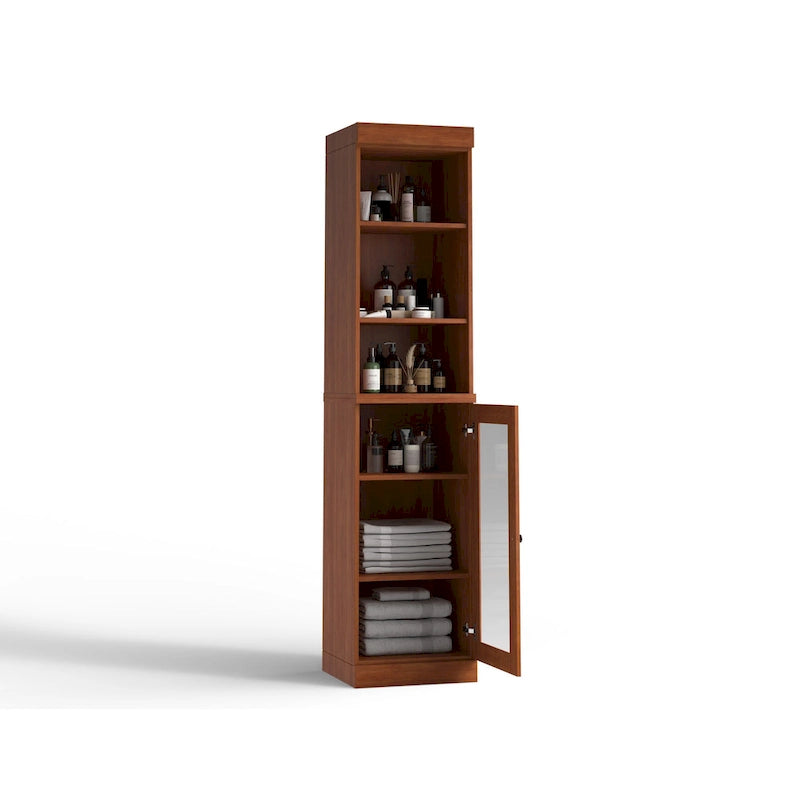 Palace Imports 100% Solid Wood 16.5 Bathroom Storage Cabinet with Clear Glass Doors and Adjustable Shelves