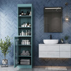 Palace Imports 100% Solid Wood 16.5 Bathroom Storage Cabinet with Clear Glass Doors and Adjustable Shelves