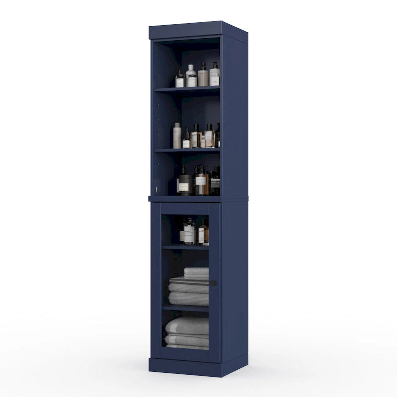 Palace Imports 100% Solid Wood 16.5 Bathroom Storage Cabinet with Clear Glass Doors and Adjustable Shelves