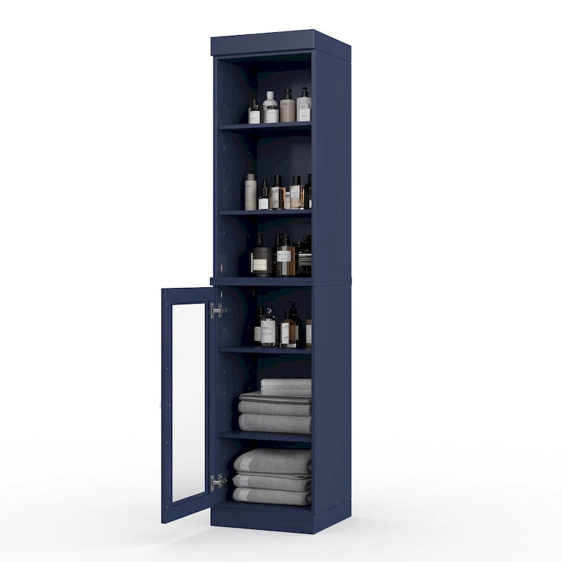 Palace Imports 100% Solid Wood 16.5 Bathroom Storage Cabinet with Clear Glass Doors and Adjustable Shelves