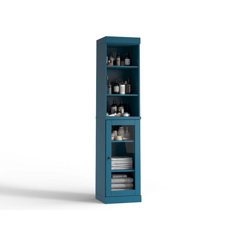 Palace Imports 100% Solid Wood 16.5 Bathroom Storage Cabinet with Clear Glass Doors and Adjustable Shelves