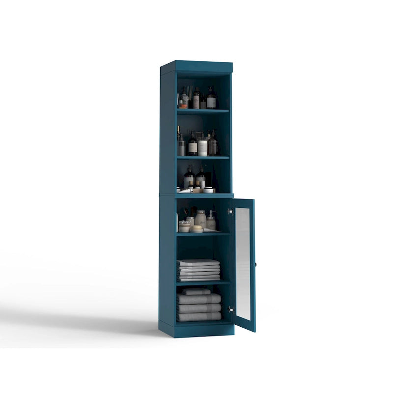 Palace Imports 100% Solid Wood 16.5 Bathroom Storage Cabinet with Clear Glass Doors and Adjustable Shelves