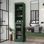 Palace Imports 100% Solid Wood 16.5 Bathroom Storage Cabinet with Clear Glass Doors and Adjustable Shelves