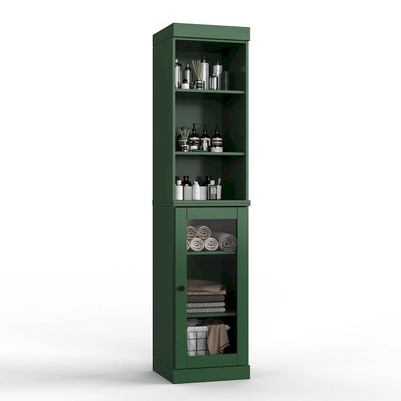 Palace Imports 100% Solid Wood 16.5 Bathroom Storage Cabinet with Clear Glass Doors and Adjustable Shelves