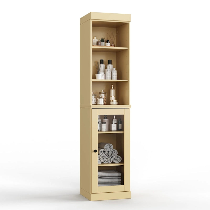Palace Imports 100% Solid Wood 16.5 Bathroom Storage Cabinet with Clear Glass Doors and Adjustable Shelves