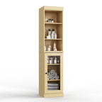 Palace Imports 100% Solid Wood 16.5 Bathroom Storage Cabinet with Clear Glass Doors and Adjustable Shelves