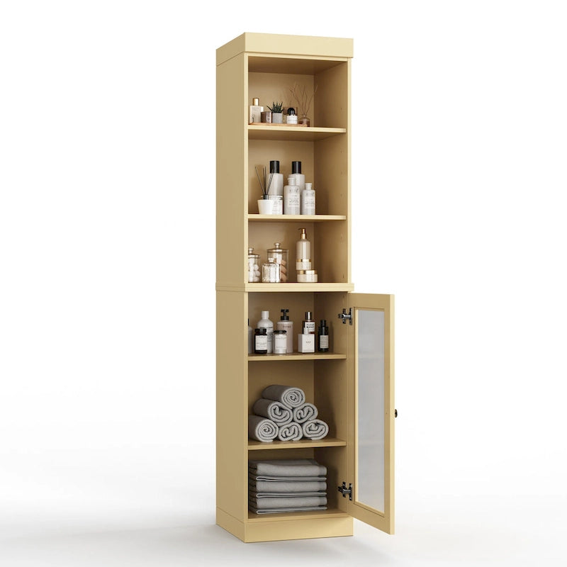 Palace Imports 100% Solid Wood 16.5 Bathroom Storage Cabinet with Clear Glass Doors and Adjustable Shelves
