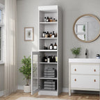 Palace Imports 100% Solid Wood 16.5 Bathroom Storage Cabinet with Clear Glass Doors and Adjustable Shelves