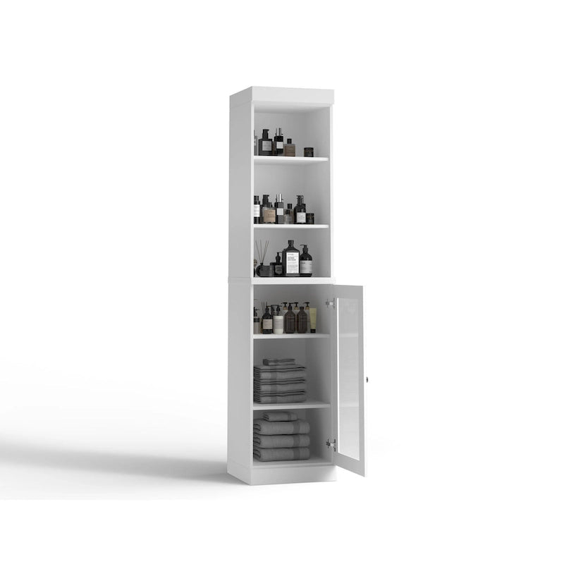 Palace Imports 100% Solid Wood 16.5 Bathroom Storage Cabinet with Clear Glass Doors and Adjustable Shelves