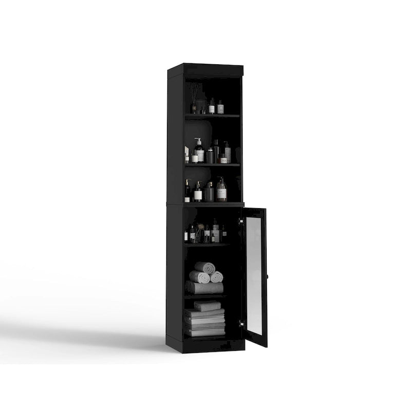 Palace Imports 100% Solid Wood 16.5 Bathroom Storage Cabinet with Clear Glass Doors and Adjustable Shelves