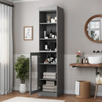 Palace Imports 100% Solid Wood 16.5 Bathroom Storage Cabinet with Clear Glass Doors and Adjustable Shelves