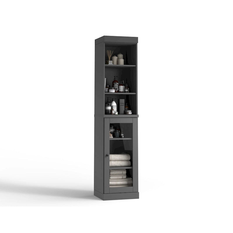 Palace Imports 100% Solid Wood 16.5 Bathroom Storage Cabinet with Clear Glass Doors and Adjustable Shelves