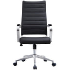 Modern Ergonomic Office Chair: Mid Back, PU Leather, Arms, Tilt, Adjustable Height, Wheels, Swivel