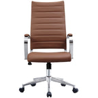 Modern Ergonomic Office Chair: Mid Back, PU Leather, Arms, Tilt, Adjustable Height, Wheels, Swivel