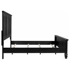 Lit King size Lila, Tête de lit à panneaux encadrés, Bois noir style ferme
