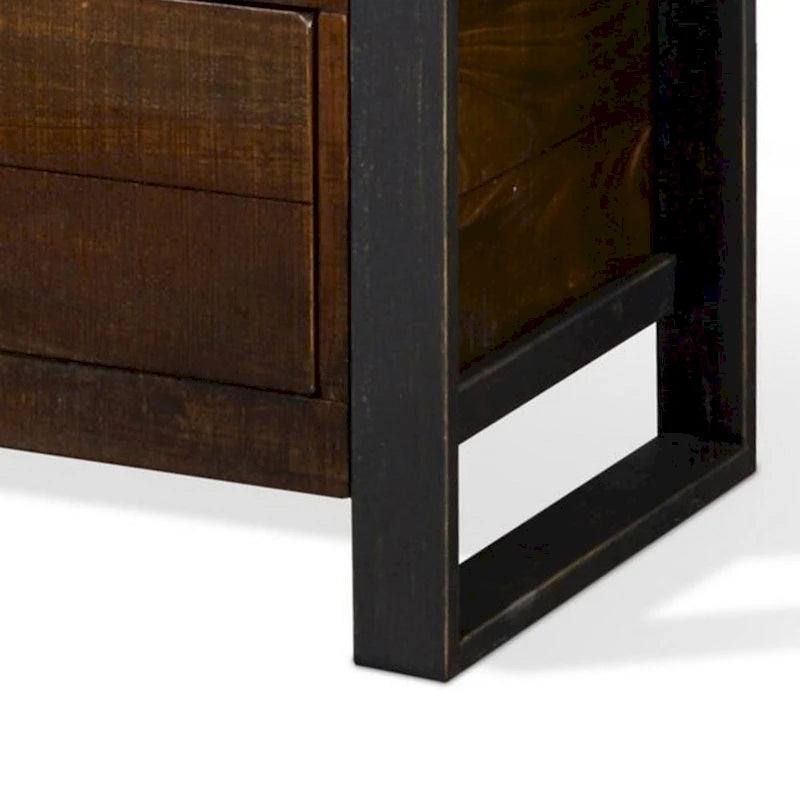 Flint TV Media Console, 3 Drawers, 2 Shelves, Dark Brown Wood, 78 Inch