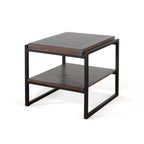 Lery End Table, Dark Brown Wood, Black Metal, Bottom Shelf, 24 Inch