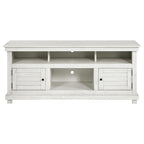 Meuble TV Ayne, 2 portes et 4 étagères, bois blanc 60 pouces