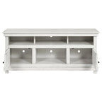 Meuble TV Ayne, 2 portes et 4 étagères, bois blanc 60 pouces