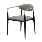 Exis Dining Armchair Set of 2, Modern Gray Fabric, Sleek Black Metal