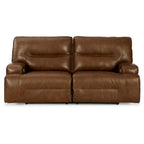 Canapé inclinable électrique Cesca, cuir véritable marron auburn moelleux, 213 cm