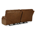 Canapé inclinable électrique Cesca, cuir véritable marron auburn moelleux, 213 cm