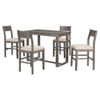 Ensemble de salle à manger 5 pièces à hauteur de comptoir, ensemble de table de cuisine en bois massif avec table à manger rectangulaire et 4 chaises de salle à manger