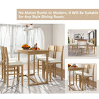 Ensemble de salle à manger 5 pièces à hauteur de comptoir, ensemble de table de cuisine en bois massif avec table à manger rectangulaire et 4 chaises de salle à manger