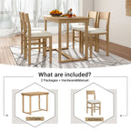 Ensemble de salle à manger 5 pièces à hauteur de comptoir, ensemble de table de cuisine en bois massif avec table à manger rectangulaire et 4 chaises de salle à manger