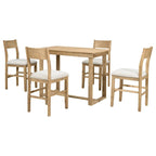 Ensemble de salle à manger 5 pièces à hauteur de comptoir, ensemble de table de cuisine en bois massif avec table à manger rectangulaire et 4 chaises de salle à manger