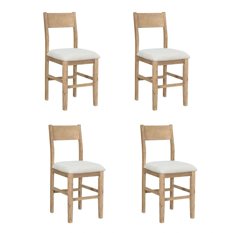 Ensemble de salle à manger 5 pièces à hauteur de comptoir, ensemble de table de cuisine en bois massif avec table à manger rectangulaire et 4 chaises de salle à manger