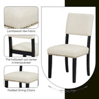 4 People Round Dining Table Set, 5 Piece Kitchen Table Set with Round Dining Table and 4 Upholstered Dining Chairs