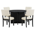 4 People Round Dining Table Set, 5 Piece Kitchen Table Set with Round Dining Table and 4 Upholstered Dining Chairs