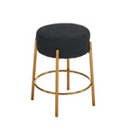 Round Bar Stools Set of 2, Upholstered Kitchen Stools with Metal Base, Counter Height Bar Stools with Backless
