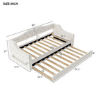 Linen Upholstered Twin XL Daybed with LED Lights and Trundle