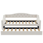 Linen Upholstered Twin XL Daybed with LED Lights and Trundle