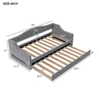 Linen Upholstered Twin XL Daybed with LED Lights and Trundle