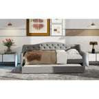 Linen Upholstered Twin XL Daybed with LED Lights and Trundle