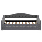 Linen Upholstered Twin XL Daybed with LED Lights and Trundle