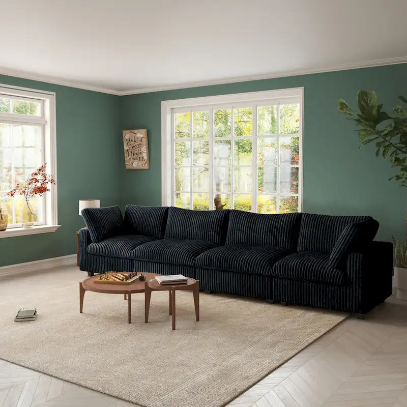 Canapé sectionnel modulaire en peluche douce 157,48 cm, 4 places, rembourré, pour salon