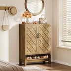 Shoe Storage Cabinet with Doors, 6-Tier Adjustable Farmhouse Shoe Organizer