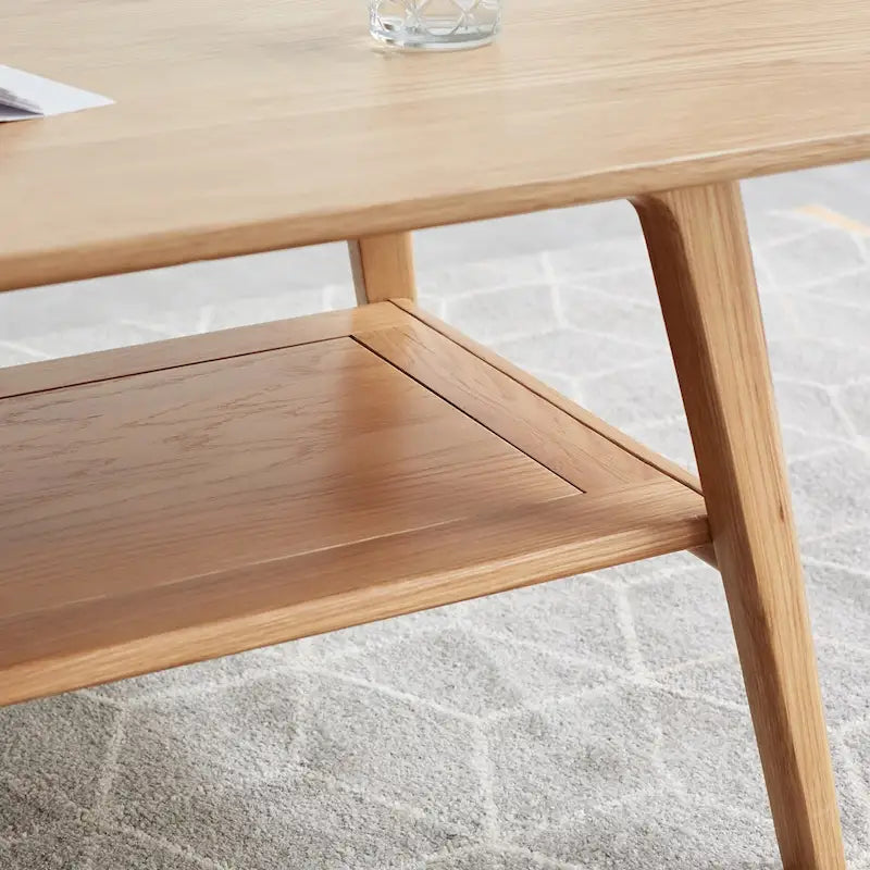 Christopher Knight Home - Hudson Solid Oak Coffee Table with Storage Shelf for Living Room & Home Office