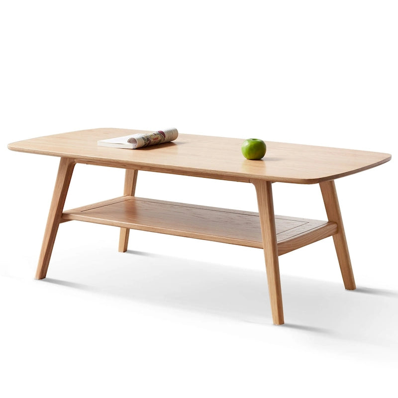 Christopher Knight Home - Hudson Solid Oak Coffee Table with Storage Shelf for Living Room & Home Office