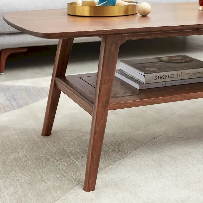 Christopher Knight Home - Hudson Solid Oak Coffee Table with Storage Shelf for Living Room & Home Office