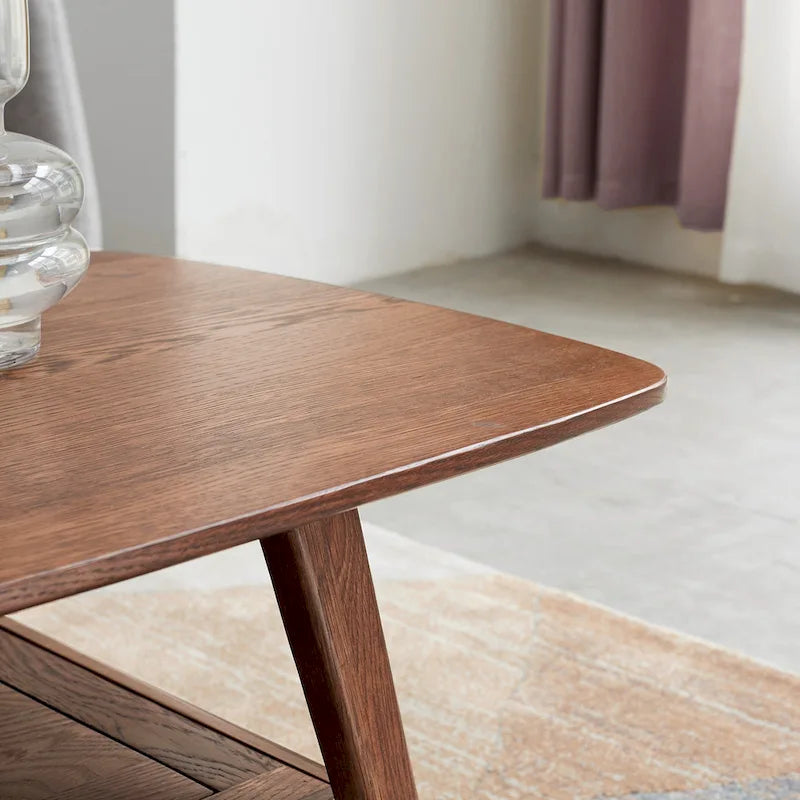 Christopher Knight Home - Hudson Solid Oak Coffee Table with Storage Shelf for Living Room & Home Office